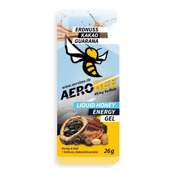 Żel Aerobee Liquid Honey Energy Gel 26g miód + orzechy ziemne + kakao z guaraną (kofeiną)