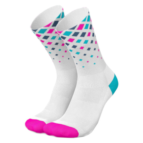 Skarpety Incylence Running Crystals White Pink Cyan (High Cut) biało-różowo-niebieskie