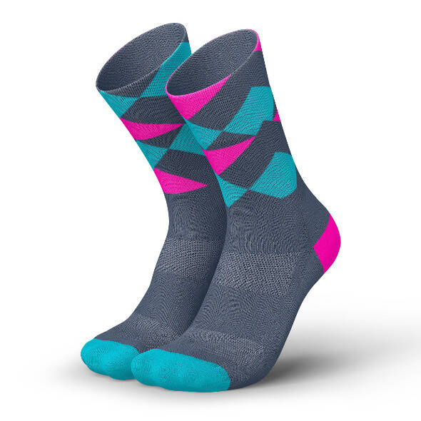 Skarpety Incylence Running Peaks Zucchero Cyan (High Cut) szaro-różowo-niebieskie