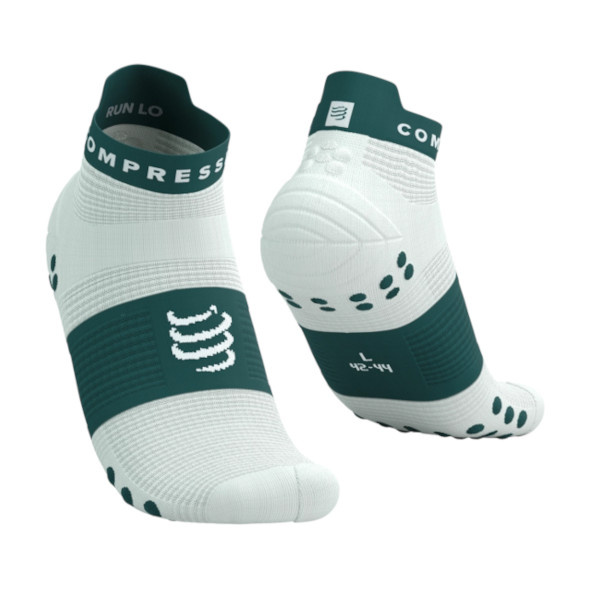 Skarpety Compressport Pro Racing Socks V4.0 Run Low (Sugar / Storm) biało-zielone