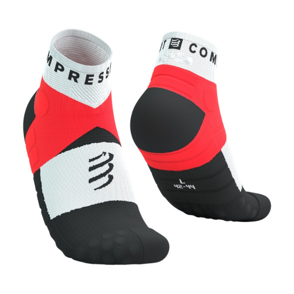 Skarpety Compressport Ultra Trail Socks v2.0 Low biało-czerwono-czarne
