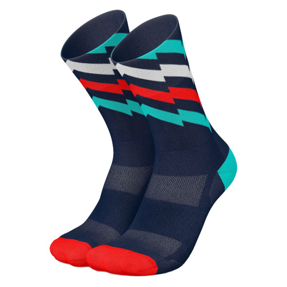 Skarpety Incylence Ultralight Waves Tricolore (High Cut) granatowo-niebiesko-czerwone