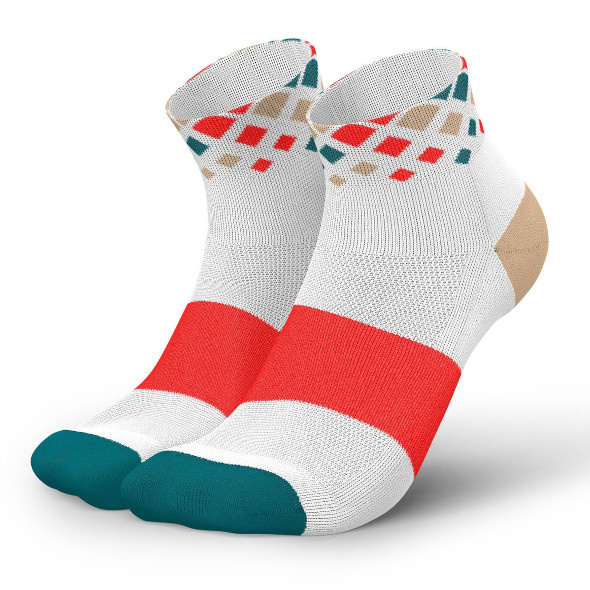 Skarpety Incylence Running Crystals Short White Inferno (Low Cut) biało-zielono-czerwone