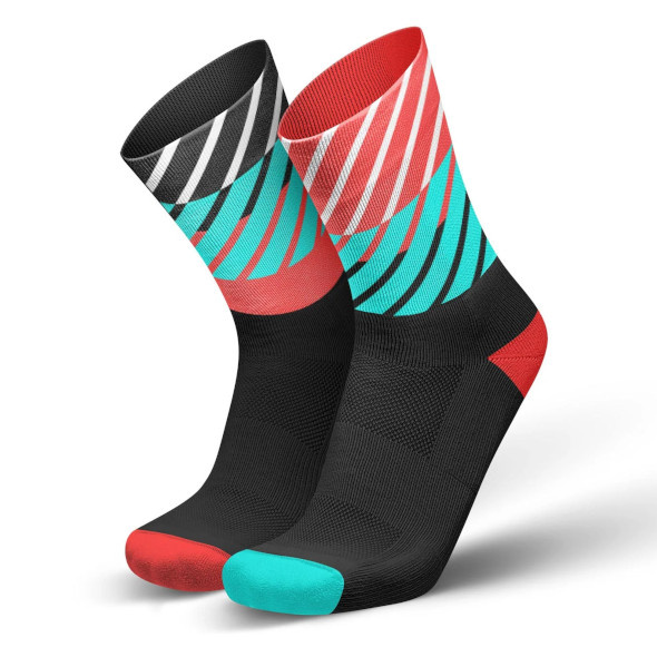 Skarpety Incylence Running Diagonals Black Inferno (High Cut) czarno-czerwono-niebieskie