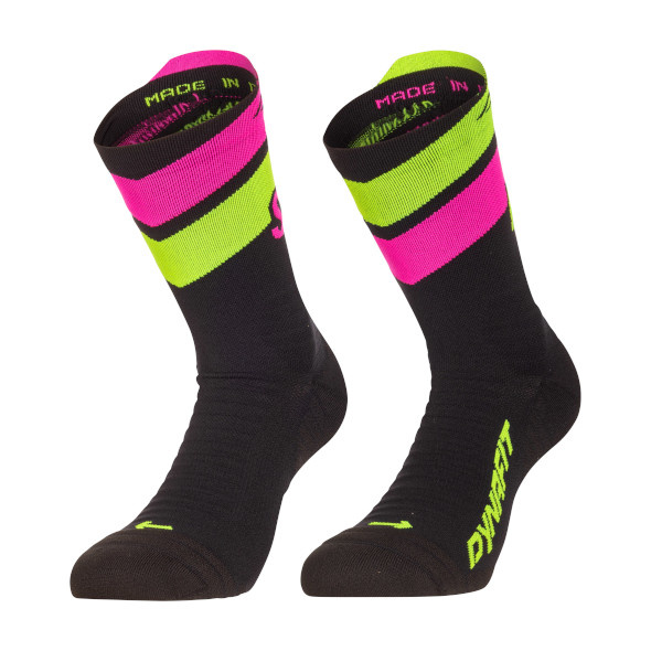 Skarpety Dynafit Ultra Crew Socks czarno-różowo-zielone