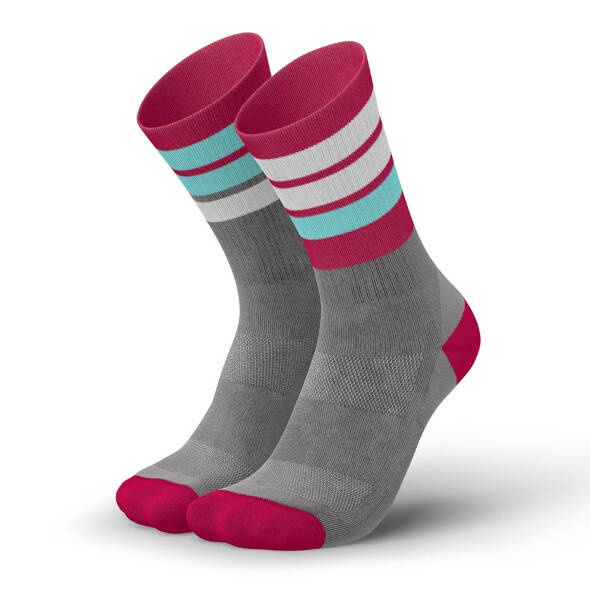 Skarpety Incylence Merino Strive Light Grey Sky Blue (High Cut) szaro-czerwono-niebieskie