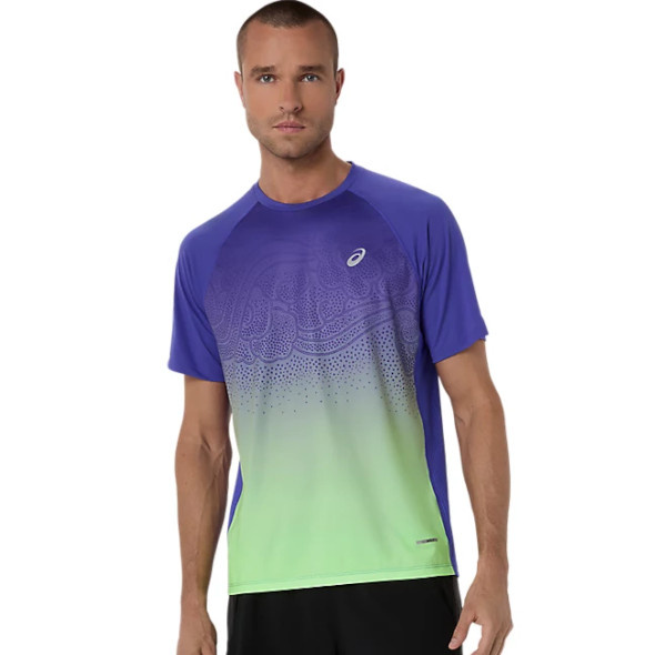 Koszulka Asics Road Fade SS Top kobaltowo-zielona męska 