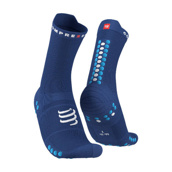 Skarpety Compressport Pro Racing Socks V4.0 Run Hi (Sodalite / Fluo Blue) niebieskie