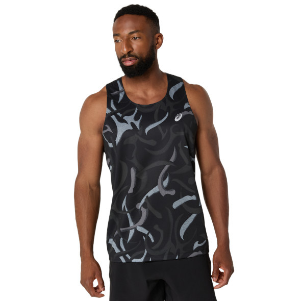 Koszulka Asics Road All Over Print Singlet czarno-szary męska SS25