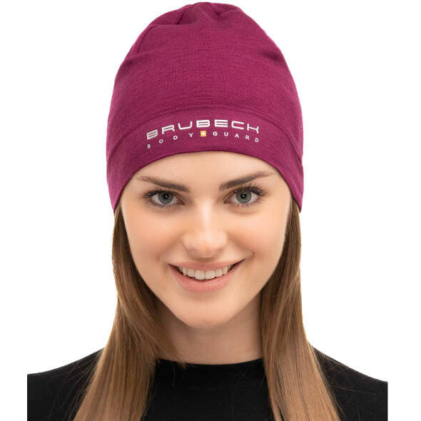 Czapka Brubeck Active Wool HM10180 z wełny merino śliwkowa