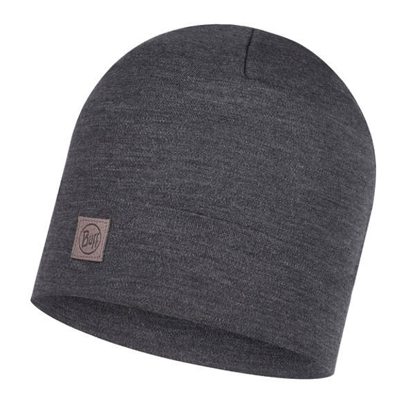 Czapka Buff Merino Wool Solid Grey z wełny Merino heavyweight 500 szara 