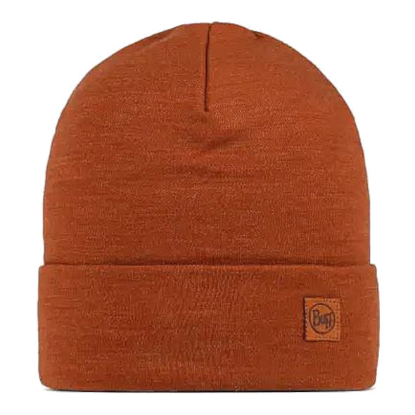 Czapka Buff Merino Wool Hat Solid Cinnamon heavyweight 500 pomarańczowa