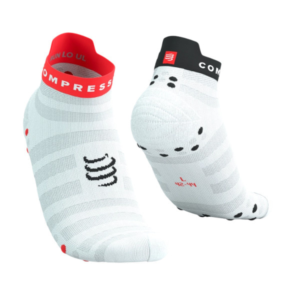 Skarpety Compressport Pro Racing Socks V4.0 Ultralight Run Low (White / Fluo Red / Black) biało-czerwono-czarne