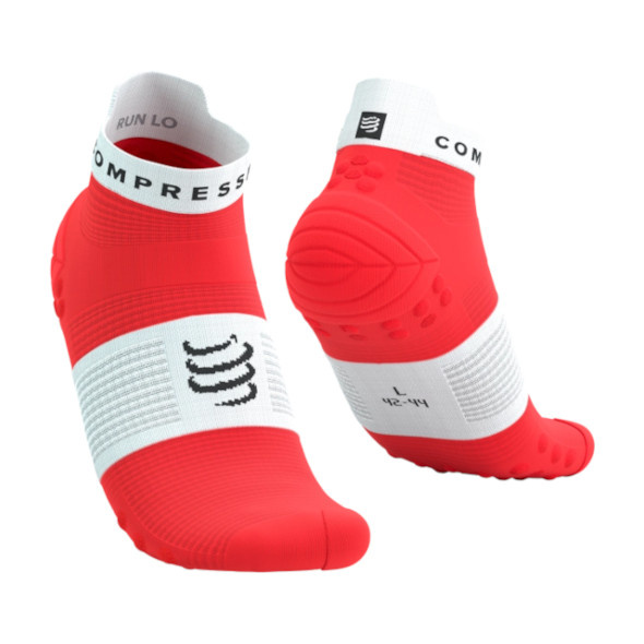 Skarpety Compressport Pro Racing Socks V4.0 Run Low (Fluo Red / White) czerwone