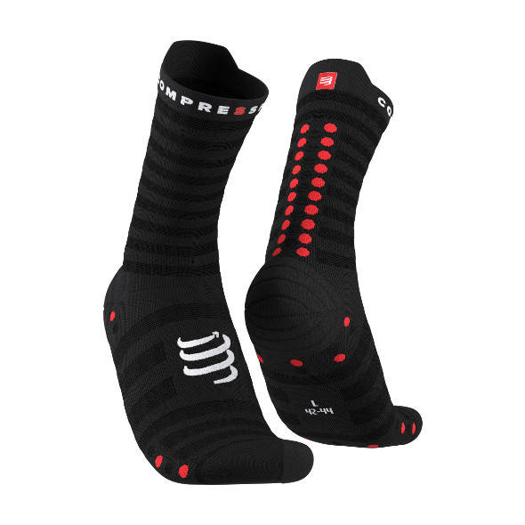 Skarpety Compressport Pro Racing Socks V4.0 Ultralight Run High (Black / Red) czarne