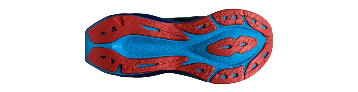 Zdjęcie podeszwy zewnetrznej męskich butów czarno-niebieskich butów Asics Novablast 3