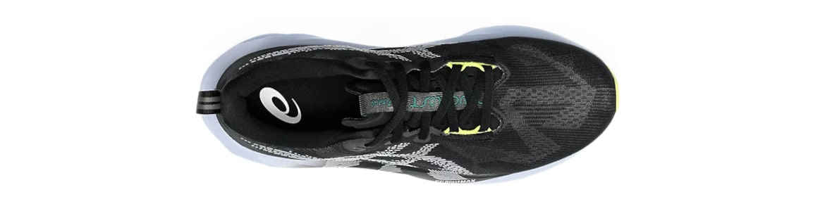 Buty męskie Asics Novablast 5 czarno-białe - zdjęcie cholewki