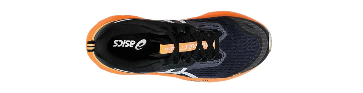 Buty męskie Asics Novablast 5 Lite-Show czarno-pomarańczowe - zdjęcie cholewki
