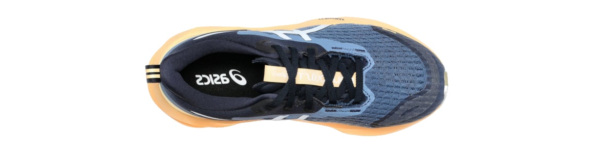 Buty damskie Asics Novablast 5 Lite-Show czarno-pomarańczowe - zdjęcie cholewki