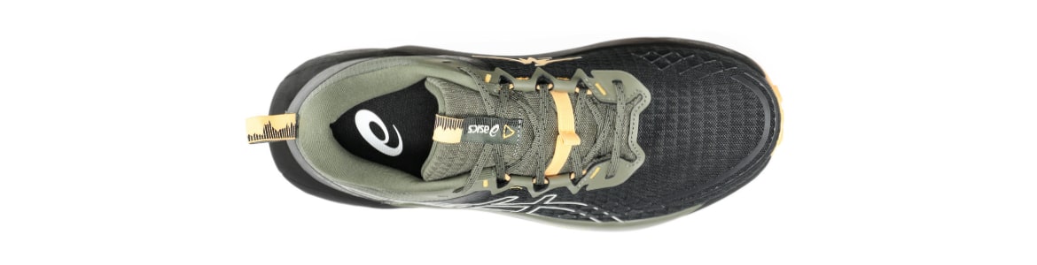Buty meskie Asics Gel-Trabuco 13 czarno-zielone - zdjęcie cholewki