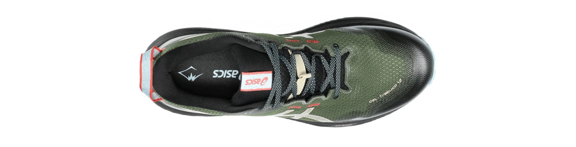 Buty męskie Asics Gel-Trabuco 12 czarno-zielone - zdjęcie cholewki