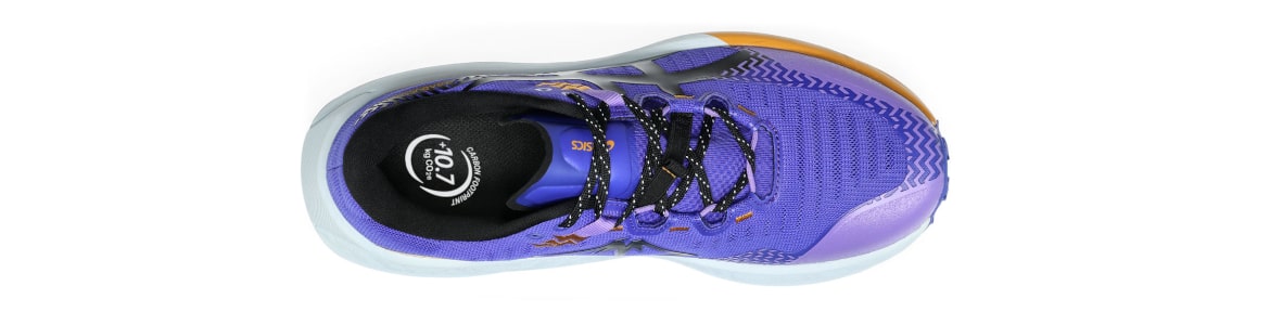 Buty męskie czarne Asics Trabuco Max 5 kobaltowo-pomarańczowe - zdjęcie cholewki