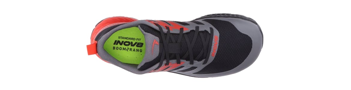 Buty męskie Inov-8 Trailfly czarno-czerwone - zdjęcie cholewki