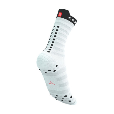 Skarpety Compressport Pro Racing Socks V4.0 Ultralight Run High (White / Fluo Red / Black) biało-czerwono-czarne