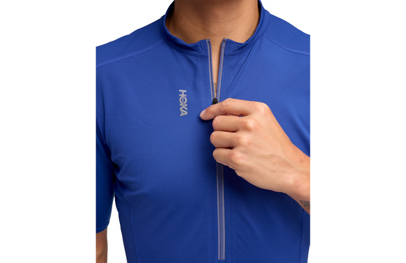 Koszulka Hoka Skybreeze Short Sleeve Zip niebieska męska 