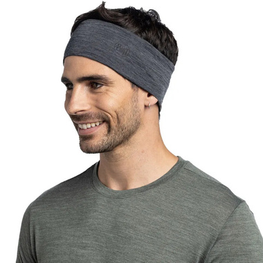 Opaska Buff Merino Wide Headband Solid Grey szara
