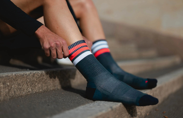 Skarpety Incylence Merino Strive Ottanio Inferno (High Cut) zielono-biało-pomarańczowe