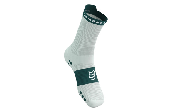 Skarpety Compressport Pro Racing Socks V4.0 Run High (Sugar / Storm) biało-zielone