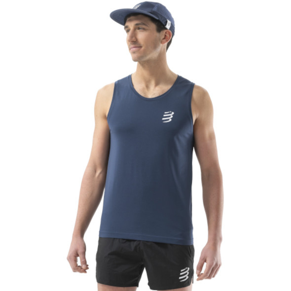 Koszulka Compressport Performance Singlet granatowa męska