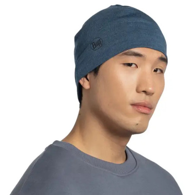 Czapka Buff Merino Wool Midweight Melange Tempest z wełny Merino midweight 250 niebieska