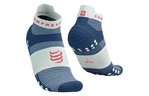 Skarpety Compressport Pro Racing Socks V4.0 Run Low (Blues / Sugar) niebiesko-białe