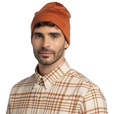 Czapka Buff Merino Wool Hat Solid Cinnamon heavyweight 500 pomarańczowa