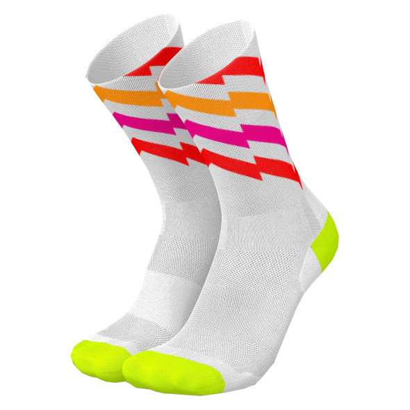 Skarpety Incylence Ultralight Waves Electric (High Cut) biało-różowo-pomarańczowe