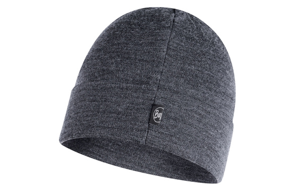Czapka Buff Merino Wool Solid Grey z wełny Merino heavyweight 500 szara 
