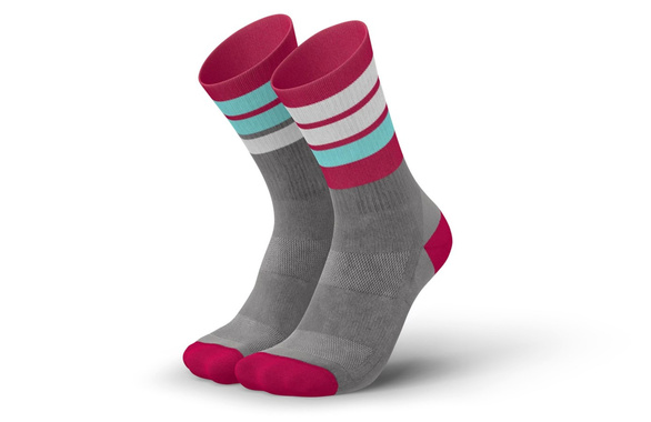 Skarpety Incylence Merino Strive Light Grey Sky Blue (High Cut) szaro-czerwono-niebieskie