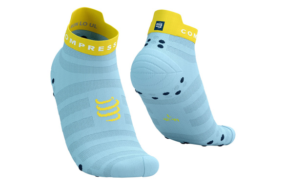 Skarpety Compressport Pro Racing Socks V4.0 Ultralight Run Low (Cashmere Blue / Maize) jasnoniebieskie