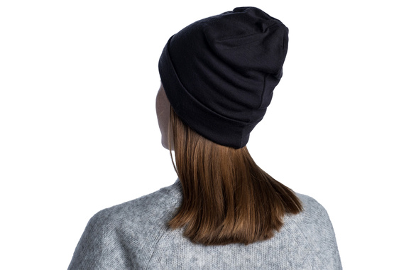 Czapka Buff Merino Wool Solid Black z wełny Merino heavyweight 500 czarna 