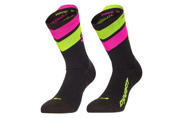 Skarpety Dynafit Ultra Crew Socks czarno-różowo-zielone