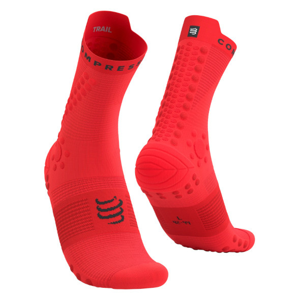 Skarpety Compressport Pro Racing Socks V4.0 Trail (Fluo Red / Black) czerwone