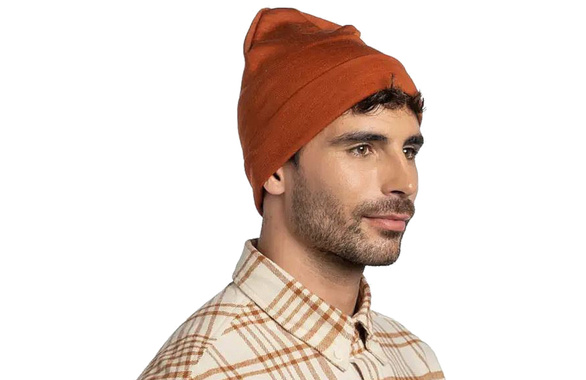 Czapka Buff Merino Wool Hat Solid Cinnamon heavyweight 500 pomarańczowa