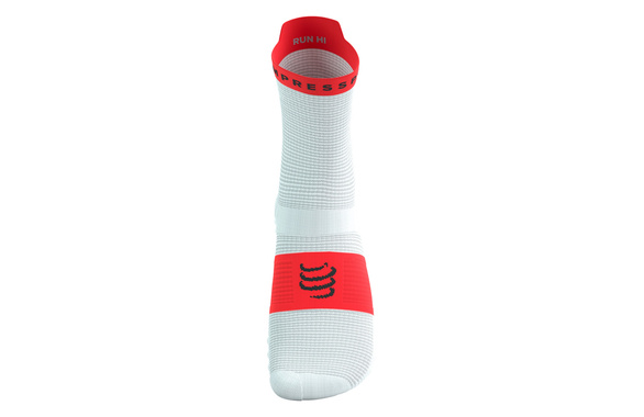 Skarpety Compressport Pro Racing Socks V4.0 Run High (White / Fluo Red) biało-czerwone