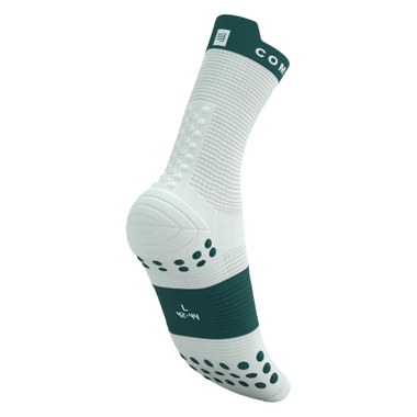 Skarpety Compressport Pro Racing Socks V4.0 Run High (Sugar / Storm) biało-zielone