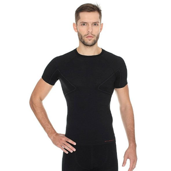 Koszulka termoaktywna Brubeck Active Wool SS11710 z wełny merino krótka czarna męska