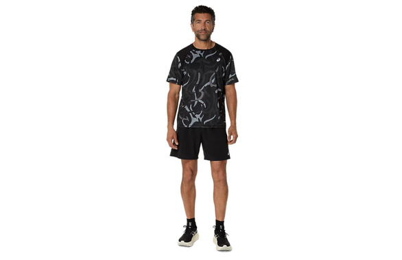 Koszulka Asics Road All Over Print SS Top czarno-szara SS25