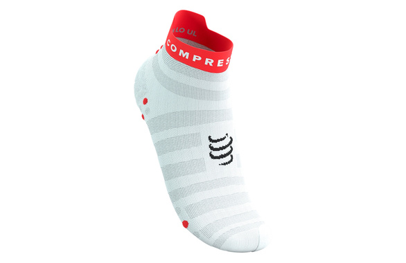 Skarpety Compressport Pro Racing Socks V4.0 Ultralight Run Low (White / Fluo Red / Black) biało-czerwono-czarne