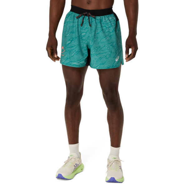 Spodenki Asics Fujitrail All Over Print 5in Short turkusowe męskie 